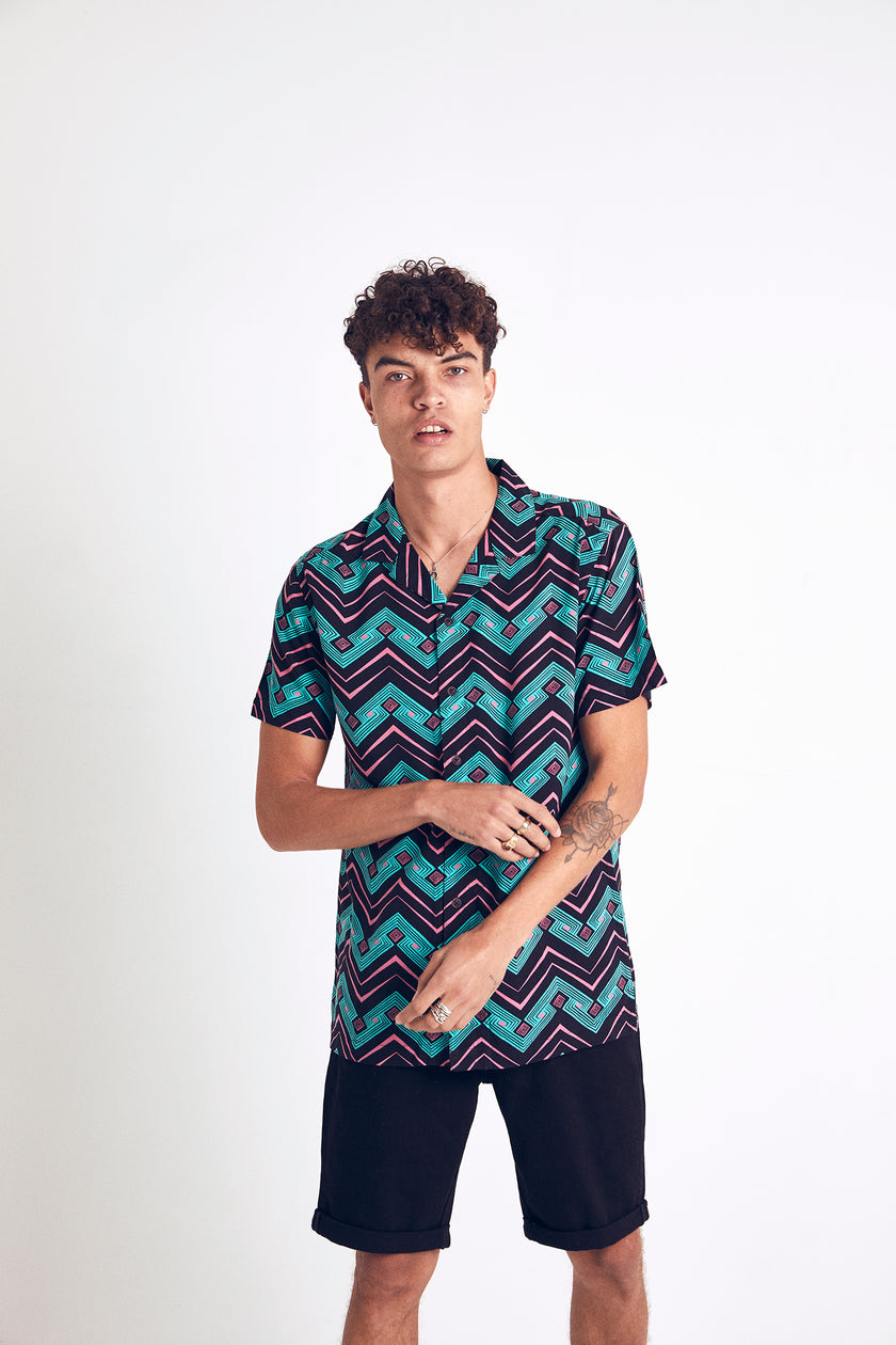 Urban Threads Zig-Zag Stripe Revere Shirt