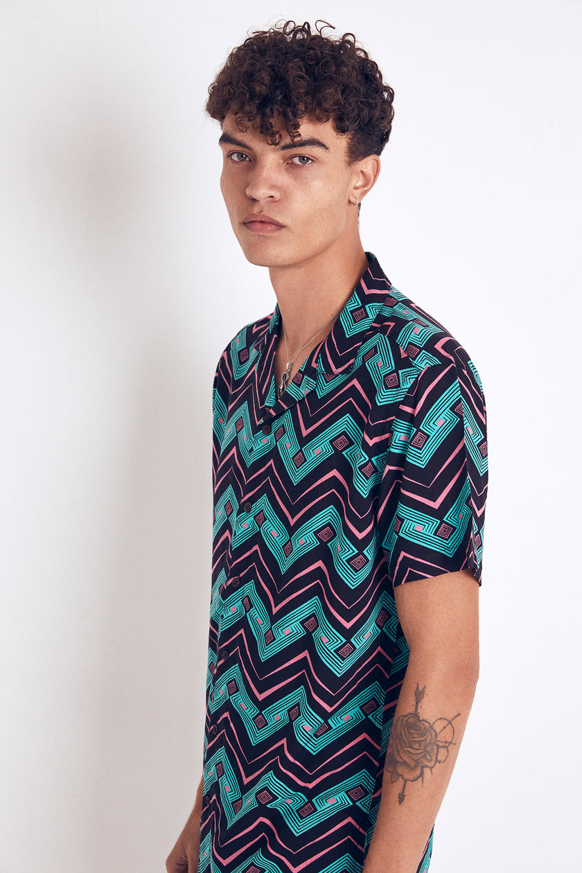Urban Threads Zig-Zag Stripe Revere Shirt