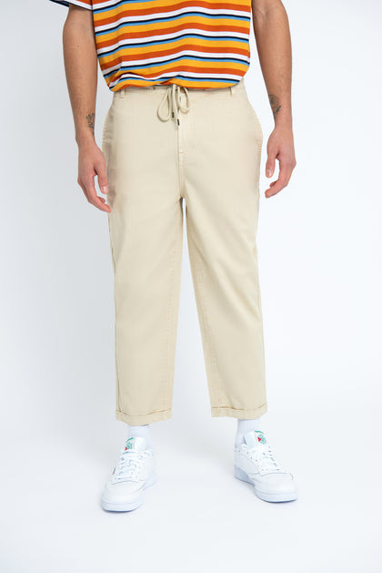 Brooklyn Supply Co Relaxed Ecru Trouser With Drawcord