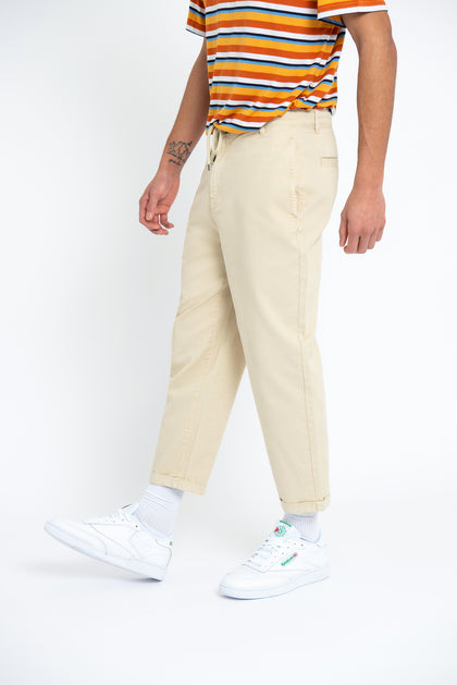 Brooklyn Supply Co Relaxed Ecru Trouser With Drawcord