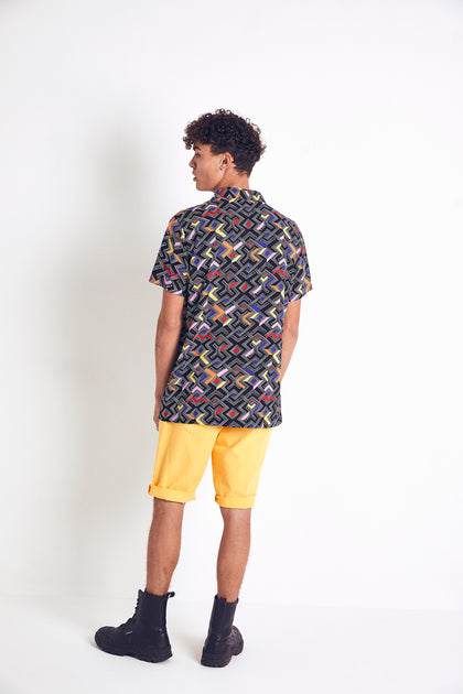 Urban Threads Colour Block Tile Revere Shirt
