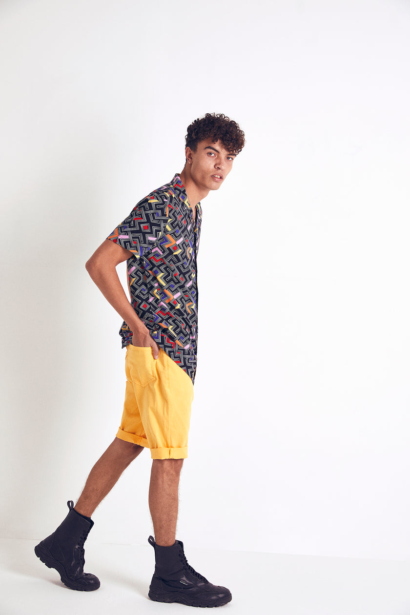 Urban Threads Colour Block Tile Revere Shirt