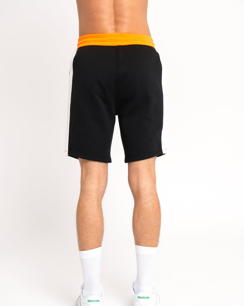 Urban Threads Black Jersey Shorts with Orange Neon