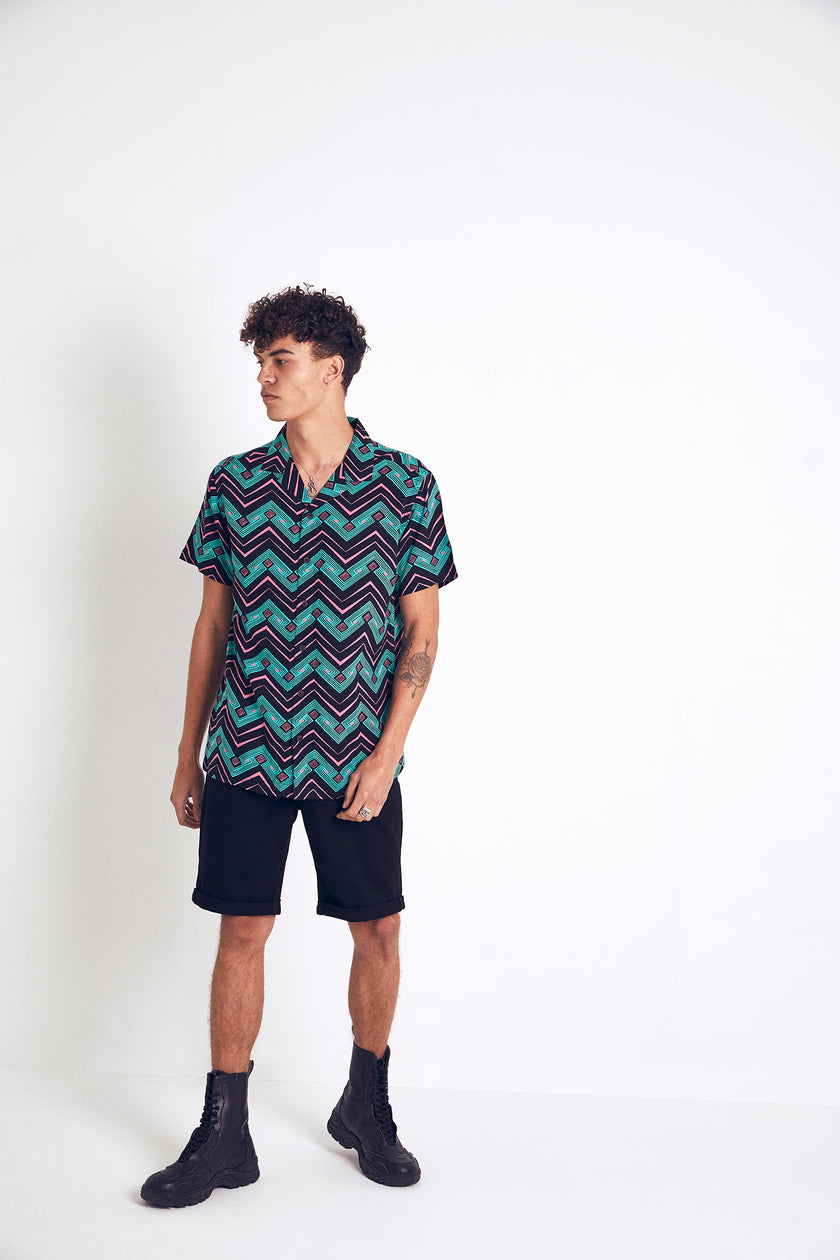 Urban Threads Zig-Zag Stripe Revere Shirt