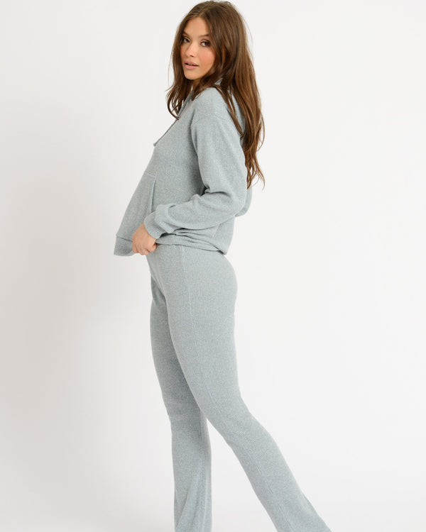 Chelsea Peers NYC Lounge Ribbed Grey Wide Leg Trouser